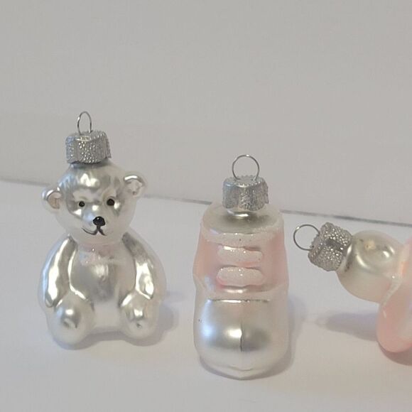 Sentimental Memories Collection Pink Baby Girl Christmas Glass Ornament Set 7 - Picture 5 of 8